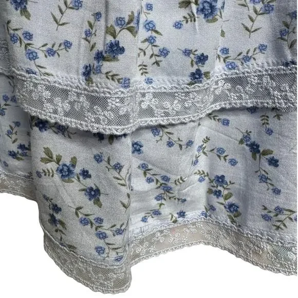 Hollister Baby Blue Floral Tiered Lace Mini Dress - M - Picture 7 of 14